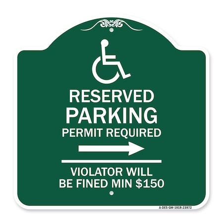 Signmission Modern Isa Connecticut Reserved Parking Permit Required Violators Fin Alum, 18" x 18", GW-1818-23872 A-DES-GW-1818-23872